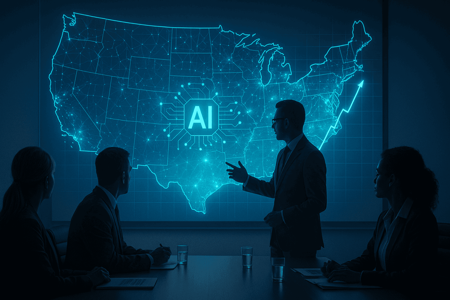 An image showing an economic chart with an AI theme.