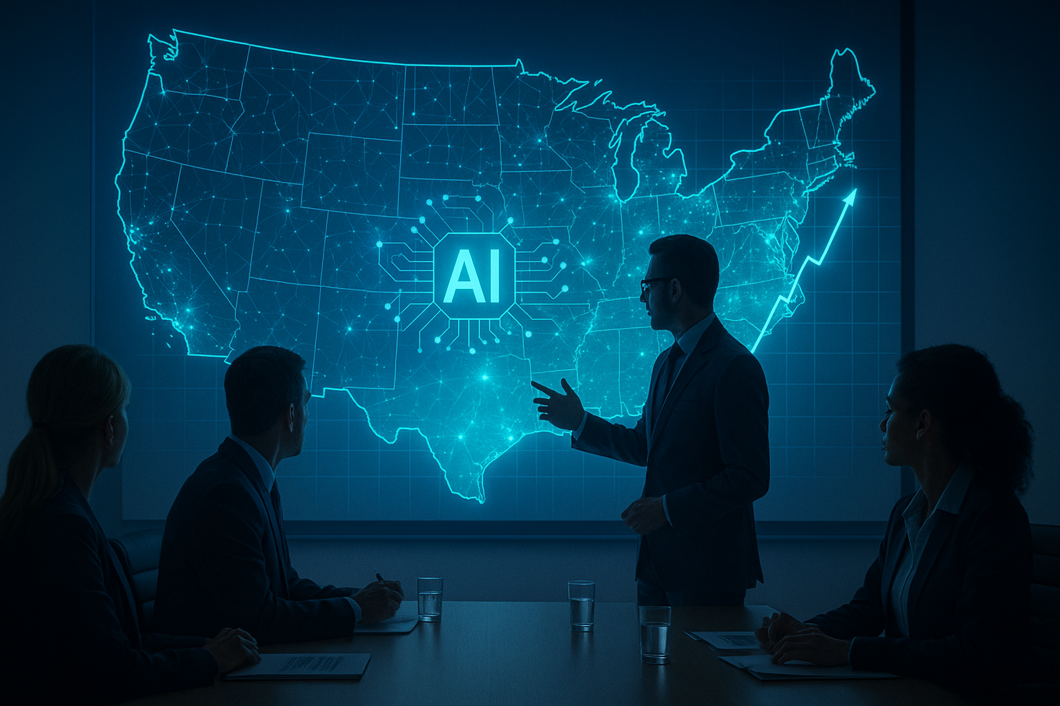 An image showing an economic chart with an AI theme.